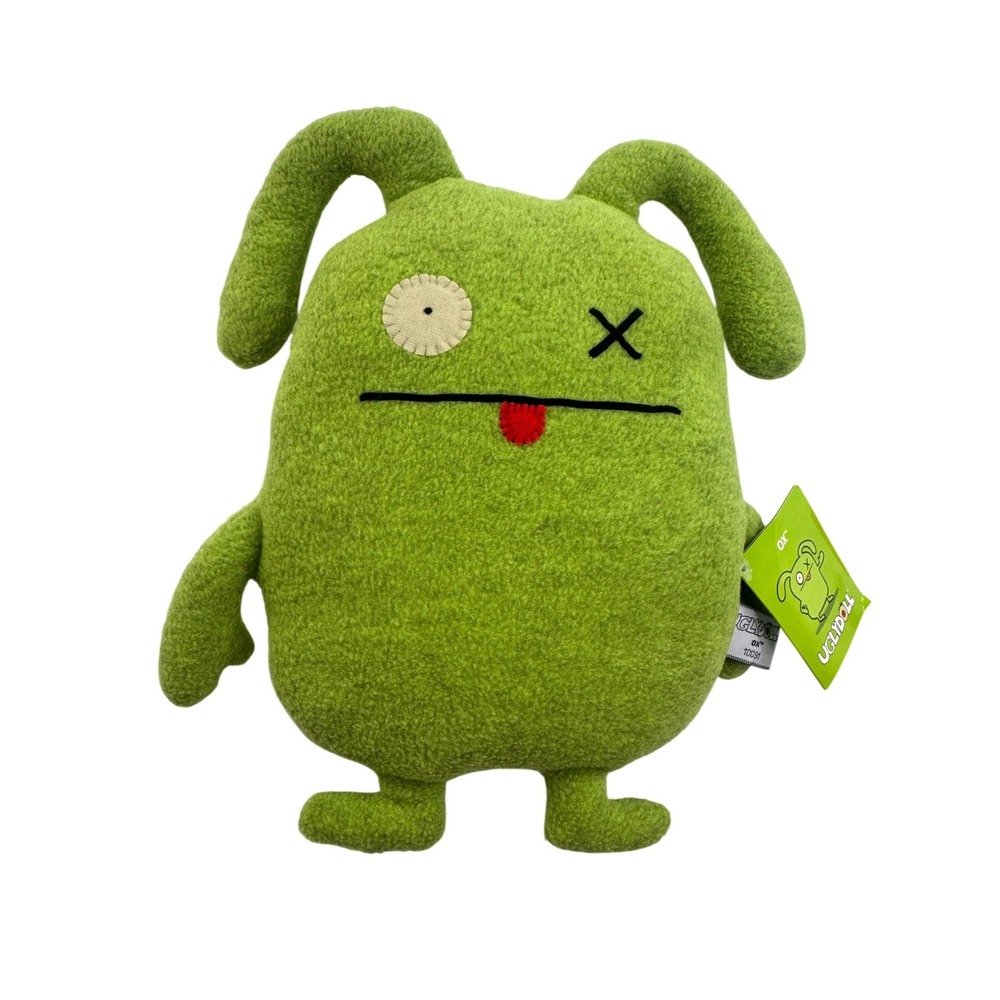 Vintage 2003 Uglydoll OX Plush Lime Green Stuffed Animal Monster 12"  NWT 10091
